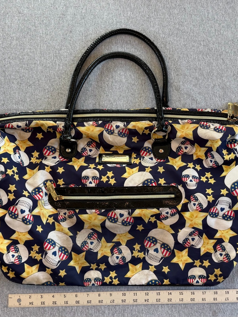 Large Betsey Johnson Skull & Stars Tote Bag